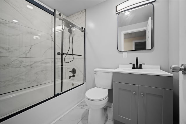 260 Stotler Rd, Penn Hills, PA 15235 - bathroom featuring vanity, enclosed tub / shower combo, and marble finish flooring