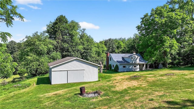 3650 Gibsonia Rd, Richland, PA 15044 - view of green lawn with an outbuilding, a garage, and a view of trees