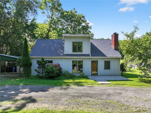 3650 Gibsonia Rd, Richland, PA 15044 - view of front facade featuring a chimney, a front lawn, and a shingled roof