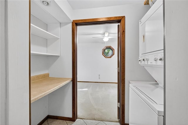 3650 Gibsonia Rd, Richland, PA 15044 - laundry area with estacked washer and dryer and light tile patterned floors