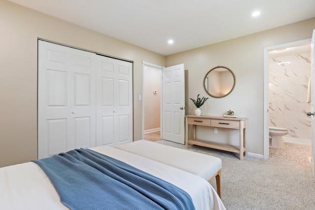 3415 Cedar Glen Dr, West Deer, PA 15101 - carpeted bedroom with a closet, recessed lighting, and connected bathroom