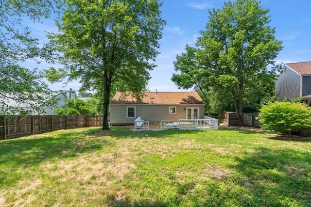3415 Cedar Glen Dr, West Deer, PA 15101 - rear view of house featuring a fenced backyard, french doors, and a wooden deck