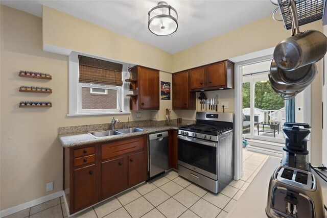 210 Ridge Ave, Ben Avon, PA 15202 - kitchen featuring appliances with stainless steel finishes, open shelves, and light tile patterned floors