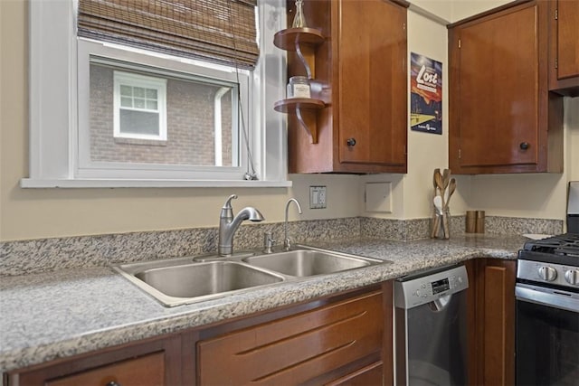 210 Ridge Ave, Ben Avon, PA 15202 - kitchen with appliances with stainless steel finishes, brown cabinets, open shelves, and light countertops