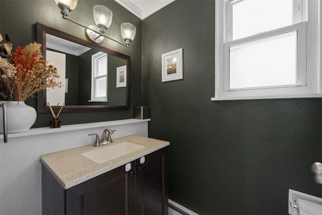 210 Ridge Ave, Ben Avon, PA 15202 - bathroom featuring vanity and crown molding