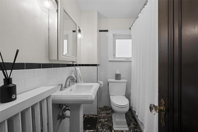 210 Ridge Ave, Ben Avon, PA 15202 - bathroom featuring tile walls and a shower with curtain