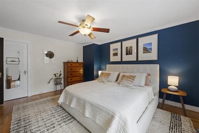 210 Ridge Ave, Ben Avon, PA 15202 - bedroom featuring wood finished floors, ornamental molding, and ceiling fan