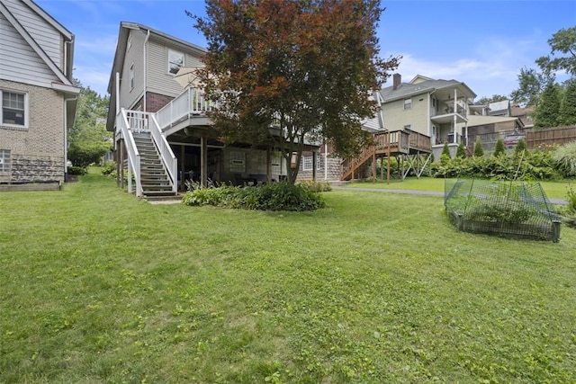 210 Ridge Ave, Ben Avon, PA 15202 - view of grassy yard with stairs and a wooden deck