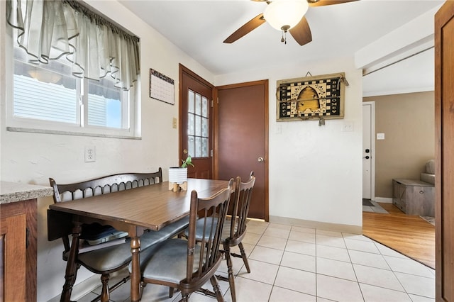 639 Blossom Dr, Baldwin Boro, PA 15236 - dining room with ceiling fan and light tile patterned flooring