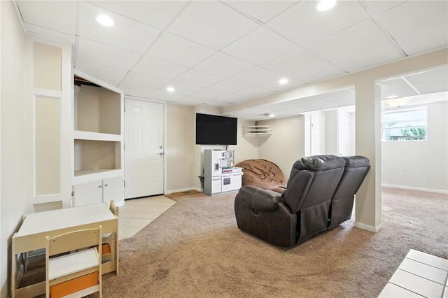 639 Blossom Dr, Baldwin Boro, PA 15236 - living area featuring carpet, recessed lighting, and a drop ceiling