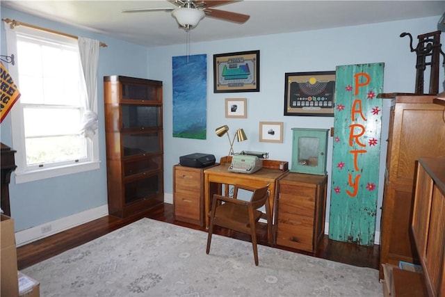 2430 Woodstock Ave, Swissvale, PA 15218 - office with a ceiling fan, healthy amount of natural light, and wood finished floors