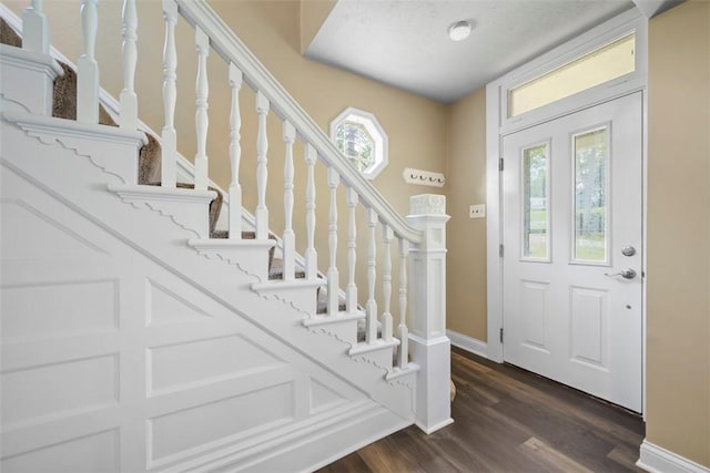102 Clarks Ln, Adams Twp, PA 16046 - entryway with dark wood-style flooring and stairs