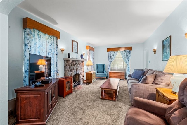 8 Harmar Dr, Cheswick, PA 15024 - carpeted living area featuring a fireplace