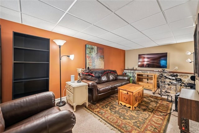 192 Glenfield Dr, Penn Hills, PA 15235 - living area featuring carpet floors and a paneled ceiling