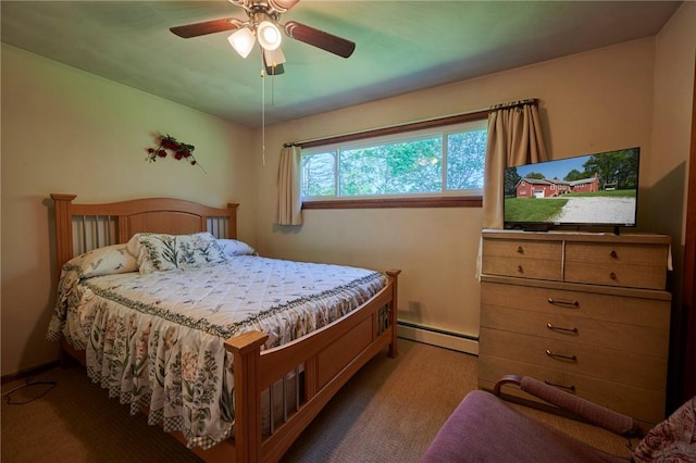 2583 State Route 210, Cowanshanock Twp, PA 16249 - bedroom featuring baseboard heating, a ceiling fan, and carpet flooring