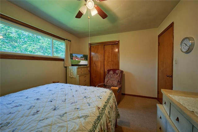 2583 State Route 210, Cowanshanock Twp, PA 16249 - bedroom featuring light colored carpet, a closet, and a ceiling fan