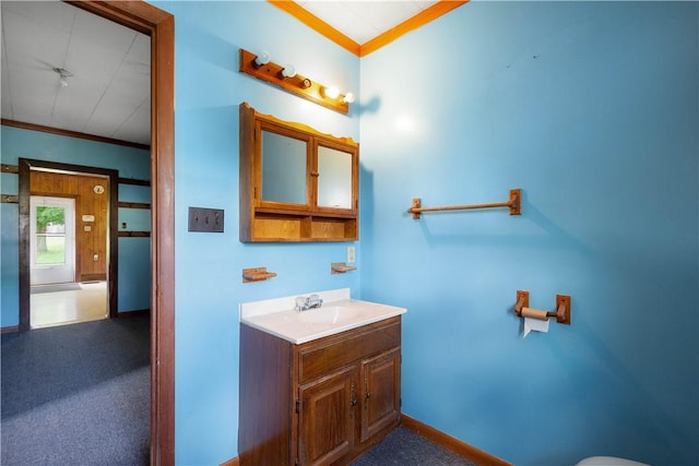 481 Dille Run Rd, Morris Twp, PA 15329 - bathroom with crown molding and vanity