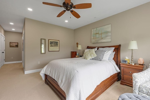 113 Dano Dr Unit 37, Ohioville, PA 15009 - bedroom with light colored carpet, recessed lighting, and ceiling fan