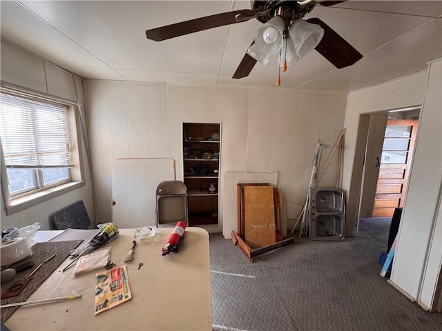 431 Washington Ave, Leechburg Boro, PA 15656 - home office with a ceiling fan and carpet floors