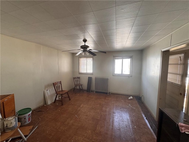 431 Washington Ave, Leechburg Boro, PA 15656 - unfurnished room featuring radiator, ceiling fan, and parquet flooring