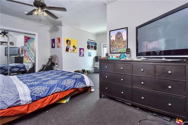 118 S 17th St, South Side, PA 15203 - bedroom with ornamental molding, carpet floors, and a ceiling fan