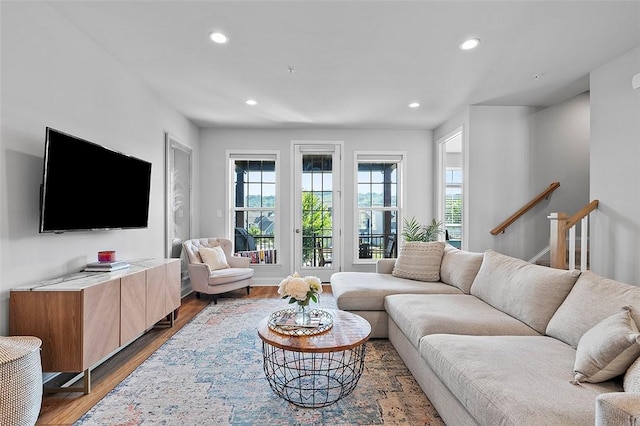 3155 Preston Way, Bridgeville, PA 15017 - living area featuring plenty of natural light, recessed lighting, and wood finished floors