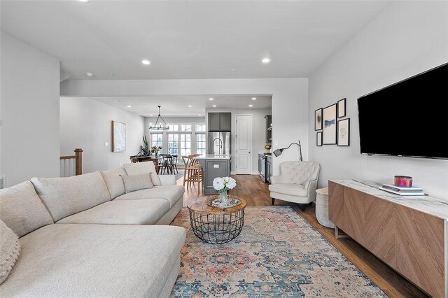 3155 Preston Way, Bridgeville, PA 15017 - living room featuring dark wood finished floors and recessed lighting