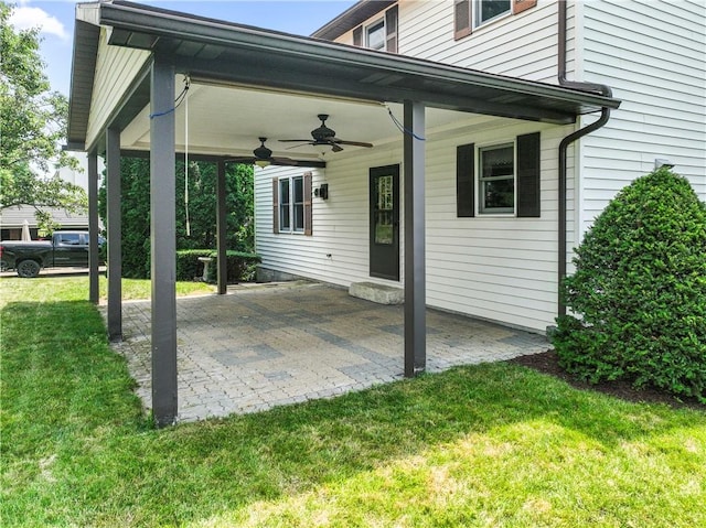 358 Shannon Cir, Daugherty Twp, PA 15066 - view of patio / terrace featuring a ceiling fan and a carport