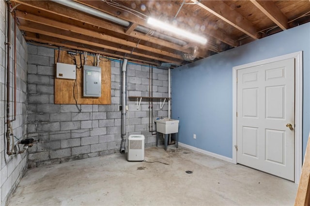 358 Shannon Cir, Daugherty Twp, PA 15066 - unfinished basement with electric panel and concrete block wall