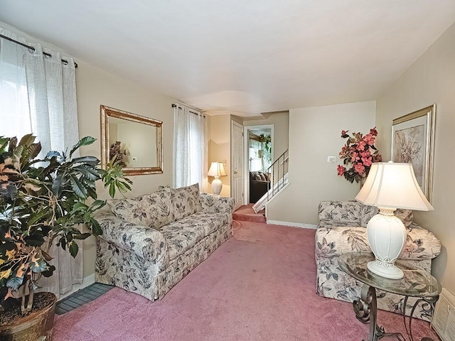 740 Churchill Ave, Penn Hills, PA 15235 - living area featuring carpet and stairway