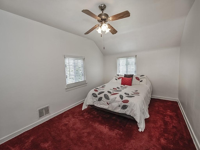 740 Churchill Ave, Penn Hills, PA 15235 - bedroom with vaulted ceiling, carpet flooring, and ceiling fan