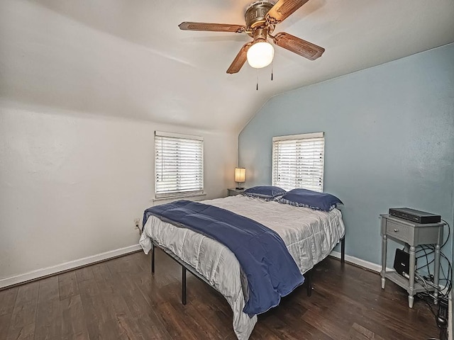 740 Churchill Ave, Penn Hills, PA 15235 - bedroom with multiple windows, lofted ceiling, wood finished floors, and ceiling fan