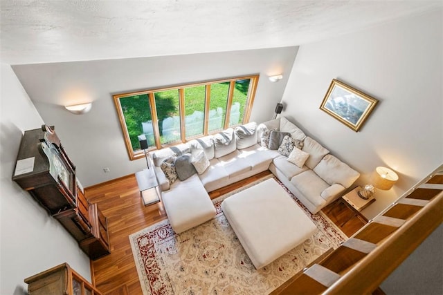 268 Glade Mills Rd, Middlesex Twp, PA 16059 - living area featuring vaulted ceiling and wood finished floors