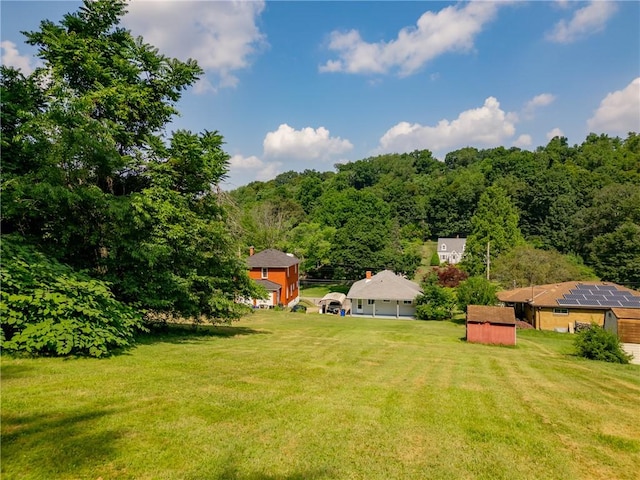 880 Patton St, Monroeville, PA 15146 - view of grassy yard featuring a shed and a view of trees
