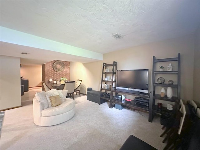 132 Terrace Dr, North Sewickley Twp, PA 16117 - carpeted living area featuring a textured ceiling