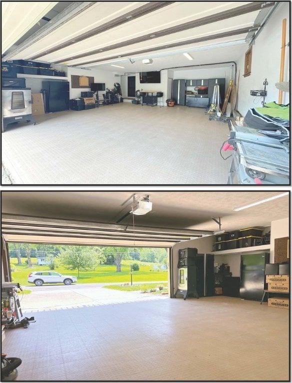 132 Terrace Dr, North Sewickley Twp, PA 16117 - garage featuring a garage door opener and freestanding refrigerator