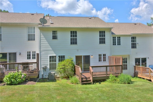 651 Village Green Blvd E, Adams Twp, PA 16046 - rear view of property with a wooden deck and a lawn