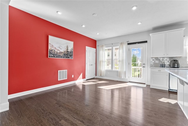519 Captain Lee Boss Way, Cranberry Twp, PA 16066 - unfurnished dining area with recessed lighting, dark wood-type flooring, and an accent wall
