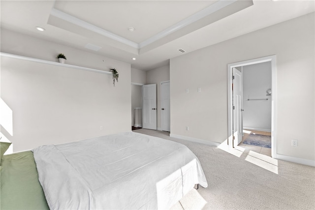 519 Captain Lee Boss Way, Cranberry Twp, PA 16066 - bedroom featuring recessed lighting, light carpet, and a tray ceiling