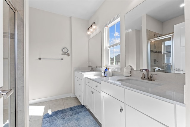 519 Captain Lee Boss Way, Cranberry Twp, PA 16066 - full bathroom featuring a shower stall, double vanity, and tile patterned flooring