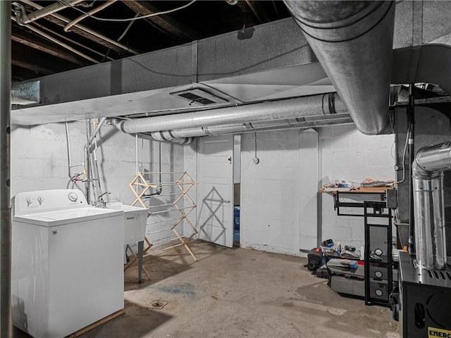 318 Penn Ave, Aliquippa, PA 15001 - unfinished basement with washer / clothes dryer and a sink