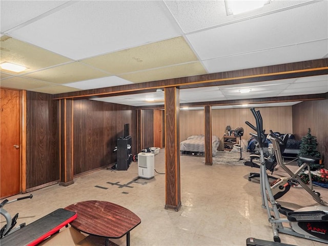 318 Penn Ave, Aliquippa, PA 15001 - finished basement featuring light floors, wood walls, and a paneled ceiling
