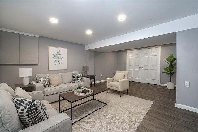 125 Holstein Dr, North Fayette, PA 15071 - living room with dark wood-style floors and recessed lighting