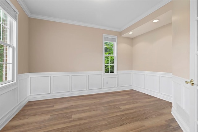 202 Providence Ct, Adams Twp, PA 16059 - spare room featuring ornamental molding, a wainscoted wall, recessed lighting, and wood finished floors