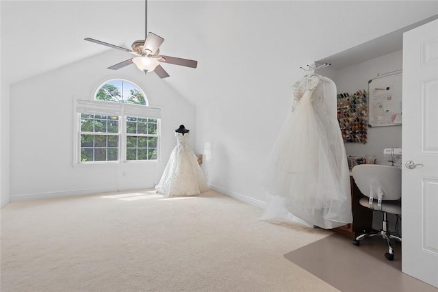 202 Providence Ct, Adams Twp, PA 16059 - unfurnished bedroom featuring carpet floors, lofted ceiling, and a ceiling fan