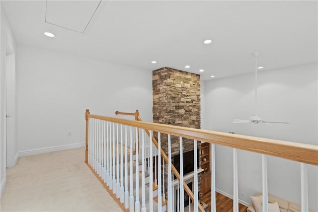 202 Providence Ct, Adams Twp, PA 16059 - hall featuring attic access, recessed lighting, and an upstairs landing