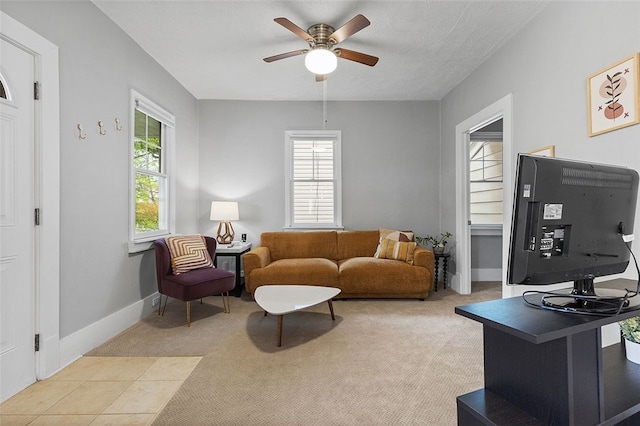 447 Highfield, Canonsburg, PA 15317 - living area featuring a ceiling fan and light colored carpet