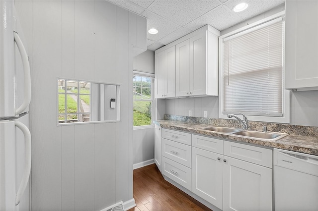 447 Highfield, Canonsburg, PA 15317 - kitchen with white appliances, dark wood finished floors, and white cabinetry