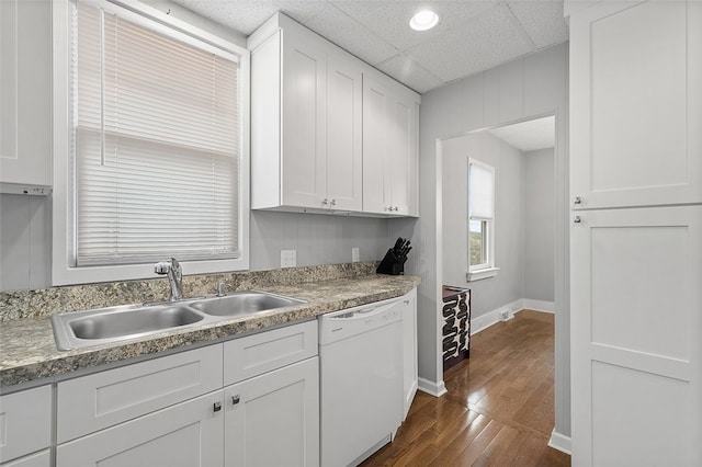 447 Highfield, Canonsburg, PA 15317 - kitchen with dishwasher, white cabinetry, and dark wood finished floors