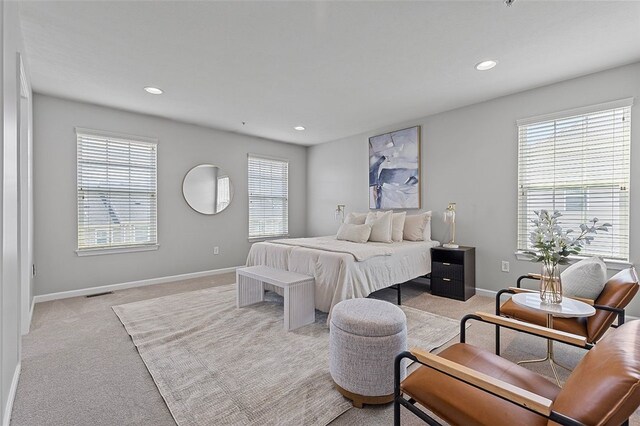 1009 Grey Fox Cir, Bridgeville, PA 15017 - bedroom with light carpet, multiple windows, and recessed lighting